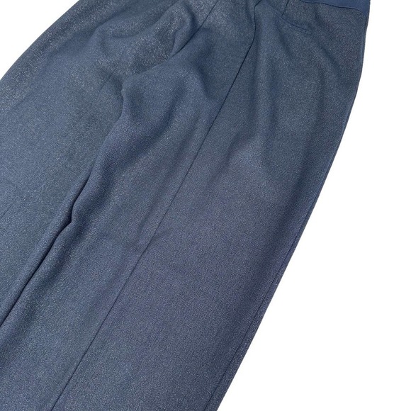 Elie Tahari wide leg shimmer knit woven slacks smokey blue elastic waist size 12 - Picture 6 of 16